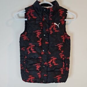 Puma Black and Red Size 8 Snap Up Puffer Vest
